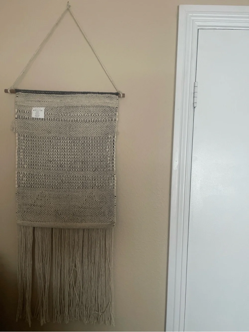 Boho Woven Wall Hanging in Cream and Black